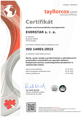 EVERSTAR s.r.o. - ISO 14001:2015