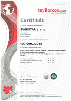 EVERSTAR s.r.o. - ISO 9001:2015