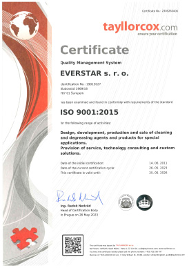 EVERSTAR s.r.o. - ISO 9001:2015